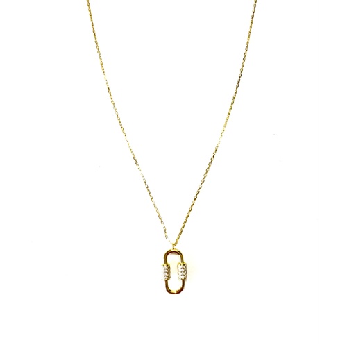 SANTO YELLOW GOLD PLATED S/SIL RECTANGLE WITH CZ SIDES NECKLACE