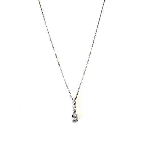 SANTO STERLING SILVER OVAL CZ DROP NECKLACE