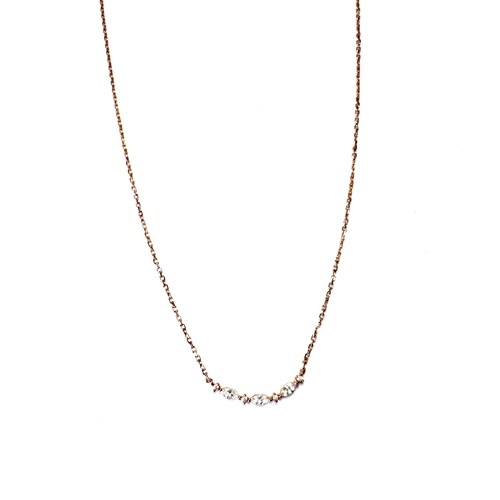 SANTO ROSE GOLD CURVED MULTI CZ BAR NECKLACE