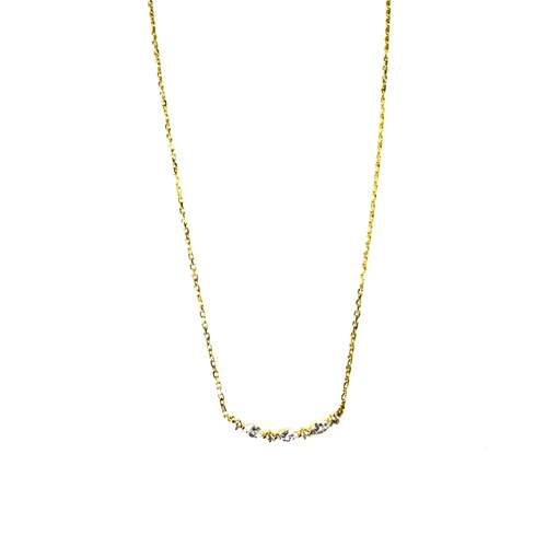 SANTO YELLOW GOLD CURVED MULTI CZ BAR NECKLACE