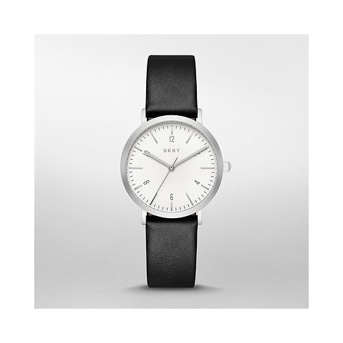 DKNY MINETTA S/STEEL BLACK LEATHER WATCH NY2506