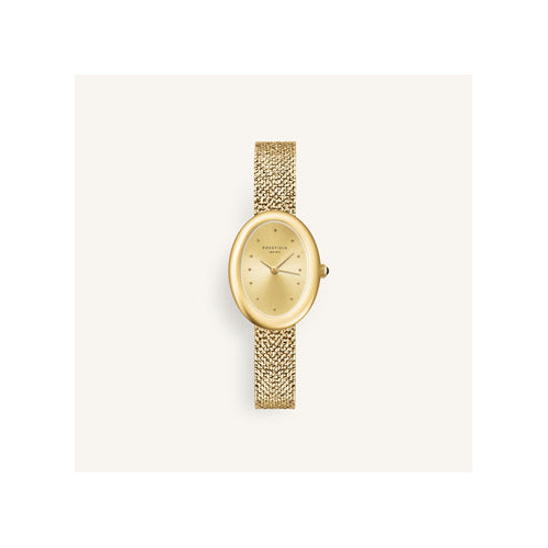 Rosefield Ovale Gold Mesh Watch