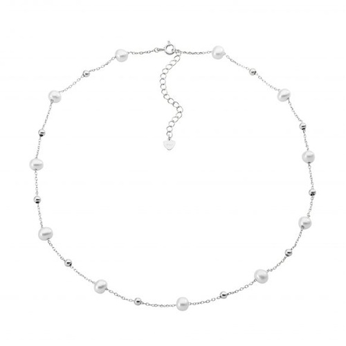 Ellani Sterling silver 40cm necklace with freshwater pearls.