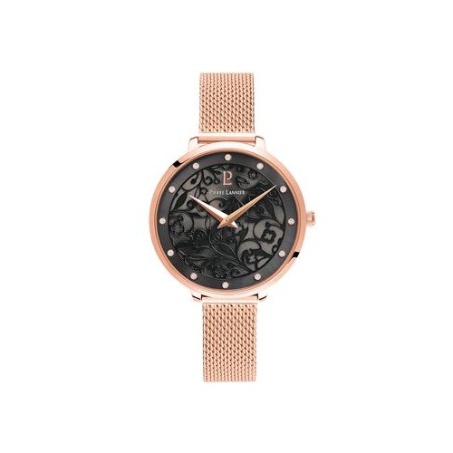 PIERRE LANNIER EOLIA ROSE GOLD MESH AND BLACK DIAL WATCH