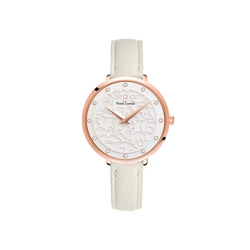 PIERRE LANNIER EOLIA ROSE GOLD AND STONE LEATHER WATCH