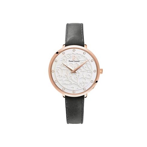 PIERRE LANNIER EOLIA ROSE GOLD AND DARK GREY LEATHER WATCH