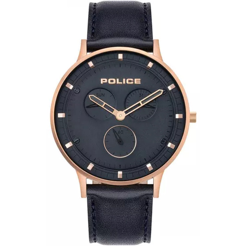 POLICE BERKELEY NAVY LEATHER AND RG WATCH
