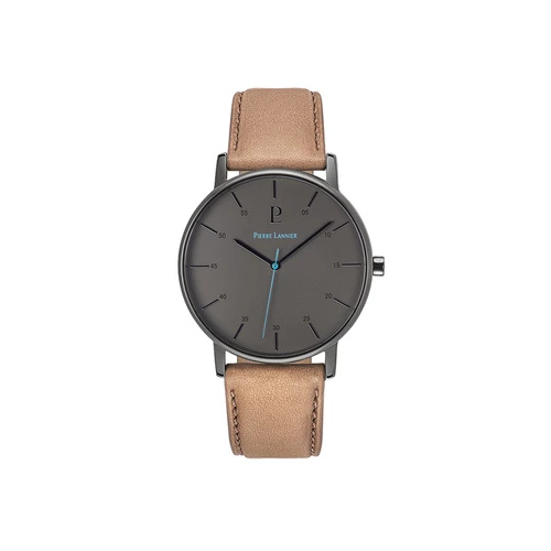 PIERRE LANNIER CITYLINE BLACK/BROWN DUNE LEATHER WATCH
