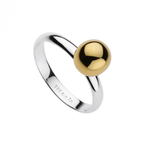 NAJO YELLOW GOLD PLATED STERLING SILVER BALL RING