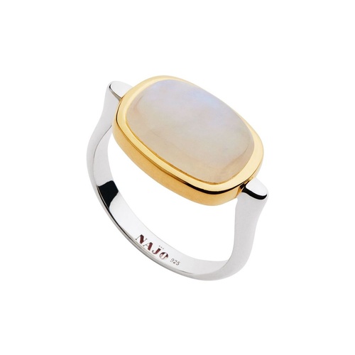 NAJO Fleur Rainbow Moonstone Ring Silver/Yellow Gold