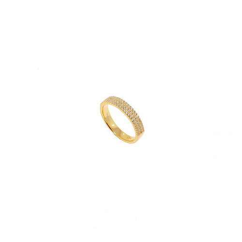 YELLOW GOLD WIDE CZ PAVE BAND RING