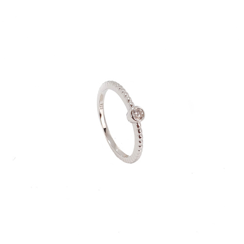 STERLING SILVER SMALL CZ RING WITH DOTS