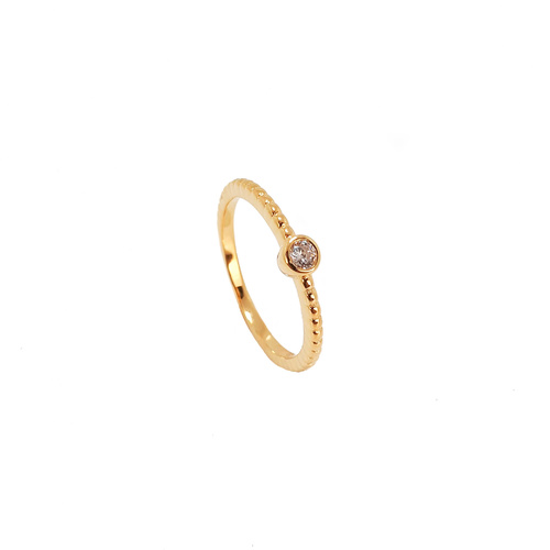 YELLOW GOLD SMALL CZ RING WITH DOTS