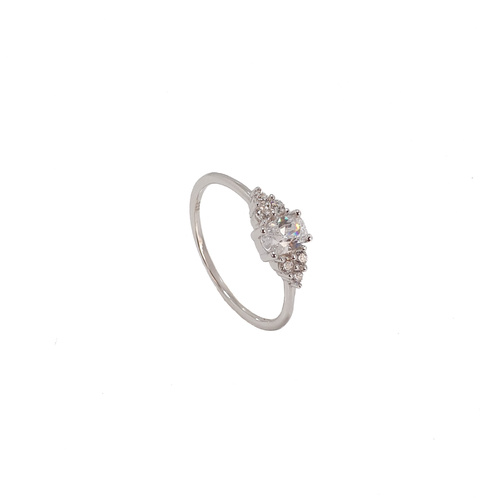 SANTO STERLING SILVER OVAL CUBIC ZIRCONIA RING