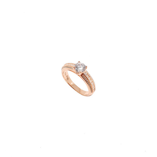 ROSE GOLD TRIPLE BAND RING WITH CUBIC ZIRCONIA
