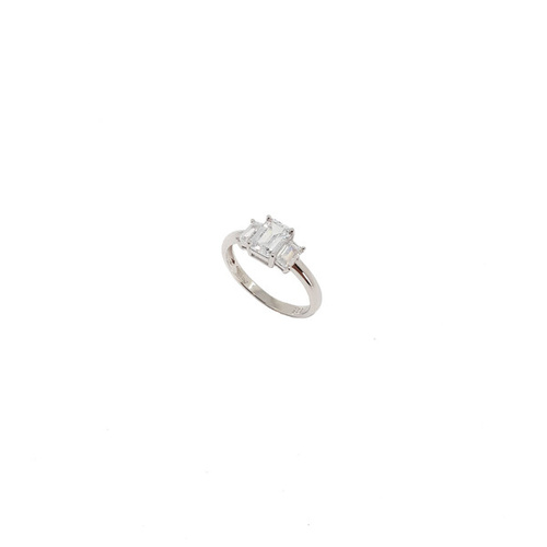 STERLING SILVER TRIPLE BAGUETTE CUBIC ZIRCONIA RING