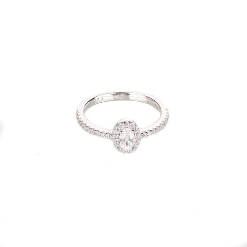 SANTO STERLING SILVER OVAL CUBIC ZIRCONIA RING