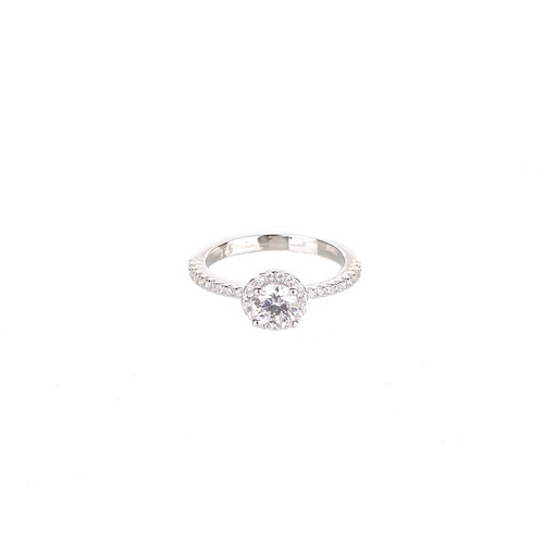 SANTO STERLING SILVER SMALL HALO CRYSTAL RING