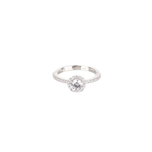 STERLING SILVER SMALL HALO CRYSTAL RING