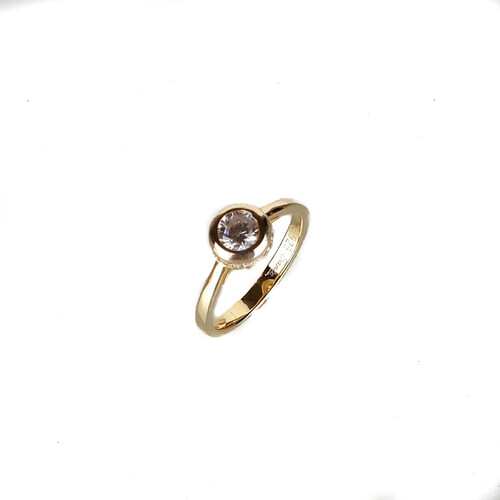 SANTO YELLOW GOLD BEZEL SET RING WITH STONE SET OUTER