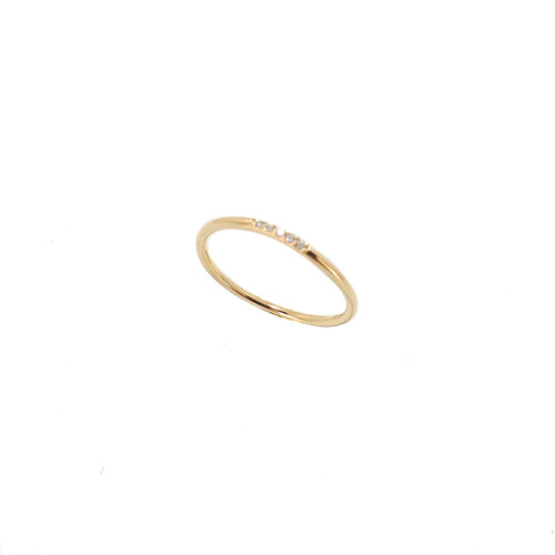 YELLOW GOLD FINE BAND RING WITH CZS