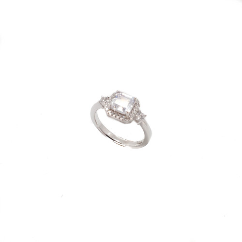 STERLING SILVER SQUARE CZ RING