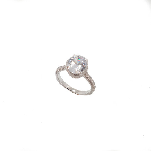 SANTO STERLING SILVER LARGE CZ OVAL RING