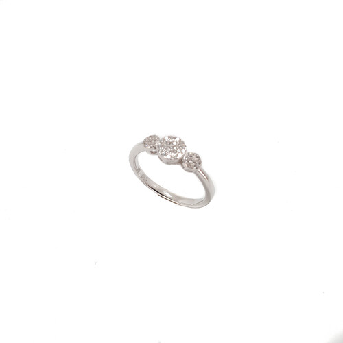 STERLING SILVER THREE PAVE CIRCLE RING