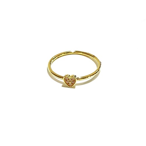 YELLOW GOLD PLATED STERLING SILVER PAVE CUBIC ZIRCONIA HEART RING