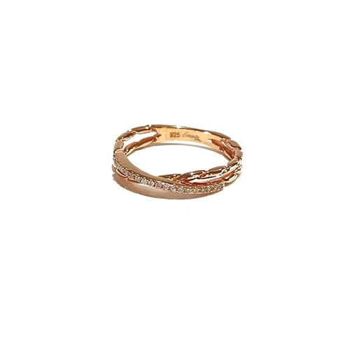 ROSE GOLD TWO BAND CROSS OVER RING