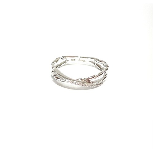 SANTO STERLING SILVER TWO BAND CROSS OVER RING