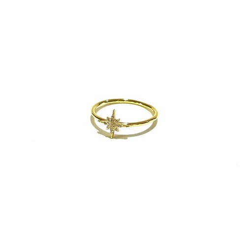 YELLOW GOLD FINE CZ STAR RING