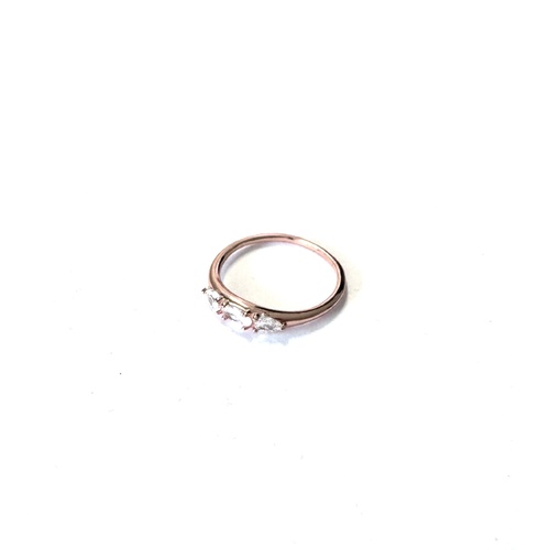 SANTO ROSE GOLD OVAL AND 2 HEARTS CZ RING