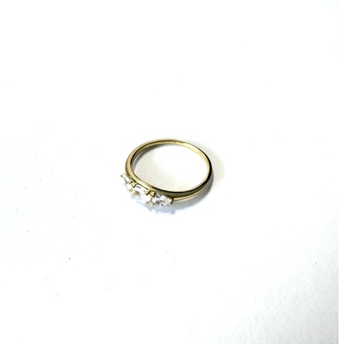 YELLOW GOLD OVAL AND 2 HEARTS CZ RING