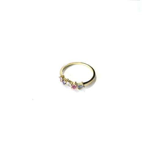 YELLOW GOLD RAINBOW MULTI SHAPE CZ RING