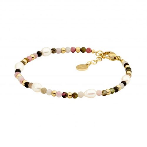 Ellani Stainless Steel Tourmaline & Freshwater Pearl Bracelet