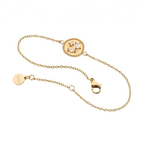 Ellani Stainless steel bracelet with white crystals and IP gold plating.