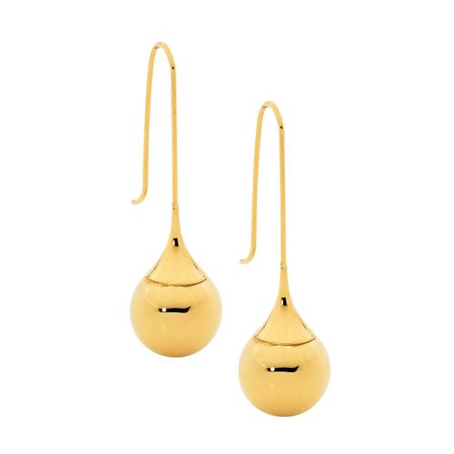 Ellani Stainless Steel Long Drop w/Ball Earrings YG
