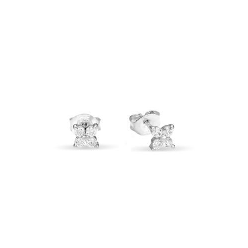 Indulge Sterling silver petite CZ flower stud earrings