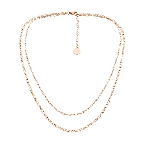 Ellani Stainless Steel Double Chain Necklace RG