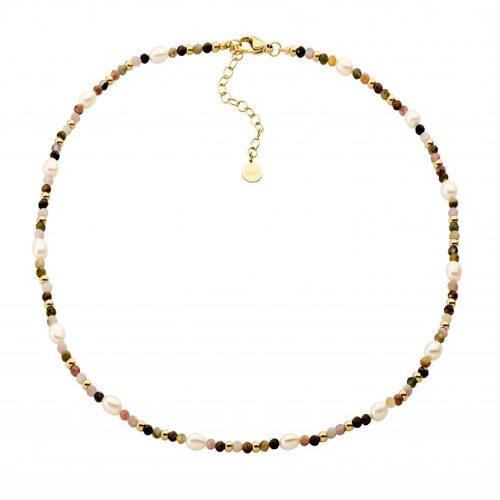 Ellani Stainless Steel Tourmaline & Freshwater Pearl Necklace
