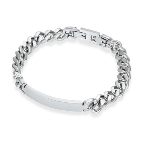 Indulge Stainless Steel men’s cuban link ID bracelet