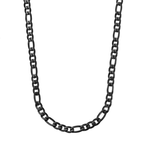 Indulge Stainless Steel figaro link chain Black IP Plated 55cm