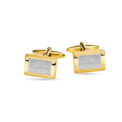Indulge Yellow Gold Plated Stainless Steel Cufflinks with shiny and matte finish