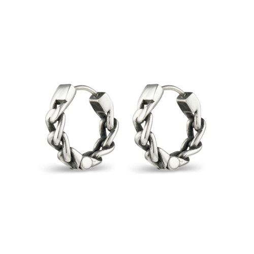 Stainless steel curb chain link single huggie