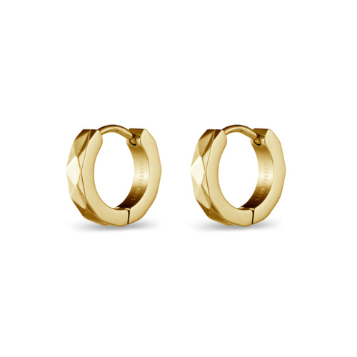 Indulge Yellow Gold Plated Stainless Steel Detailed Single Huggie