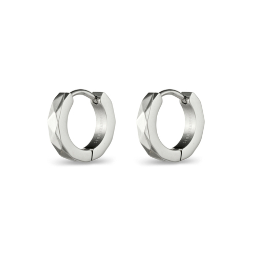 Indulge Stainless steel detailed single huggie