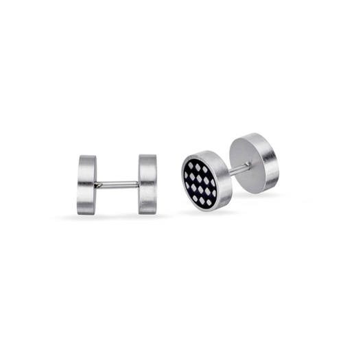 Stainless steel men’s checkerplate design single stud