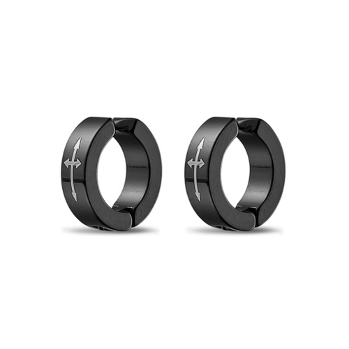 Idulge Men’s Black IP Plated Stainless Steel Cross Cuff Single Huggie Earring