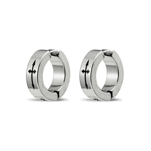 Indulge Men’s Stainless Steel Cross Cuff Single Huggie Earring